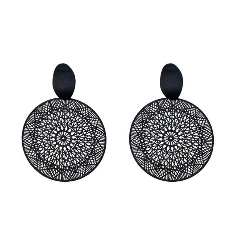 Hollow-out Pattern Pendant Earrings - Image 5