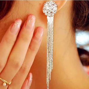 Korean Fashion Crystal Tassel Earrings