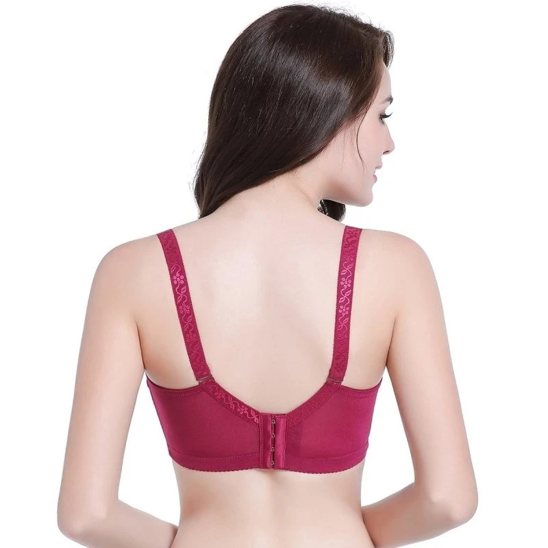 Lace steel ring push up adjustable breathable comfortable four rows buckle underwear bra - Image 2