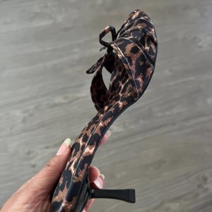 Leopard Print High Quality Pointed toe Bow Knot High Heel Slippers58.