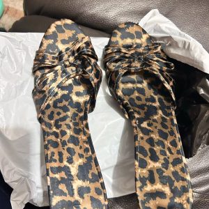 Leopard Print High Quality Pointed toe Bow Knot High Heel Slippers79.
