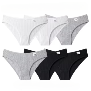 Lingerie Cotton Solid Color Briefs Low-Rise Soft Panty 6PCS Set