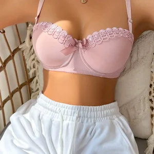 Lingerie High Quality Heavy Duty Lace Design Underwear Bow Daily Push Up Bra