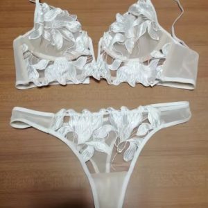 Lingerie Lace Embroidery Brassiere Push Up thin Deep V Bra and Panty Set52.