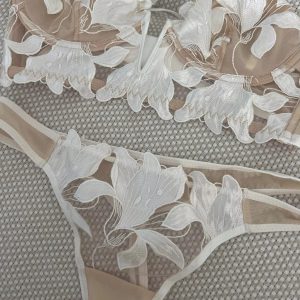 Lingerie Lace Embroidery Brassiere Push Up thin Deep V Bra and Panty Set71.