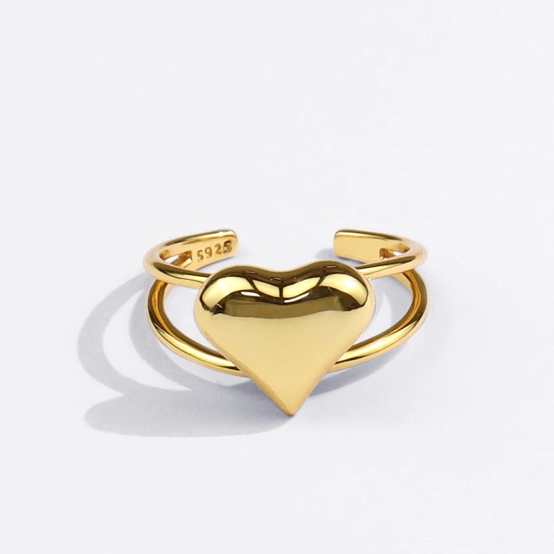 Love Heart Hollow Double Line Ring - Image 5