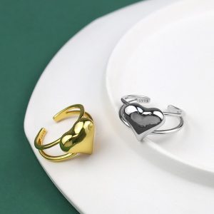 Love Heart Hollow Double Line Ring