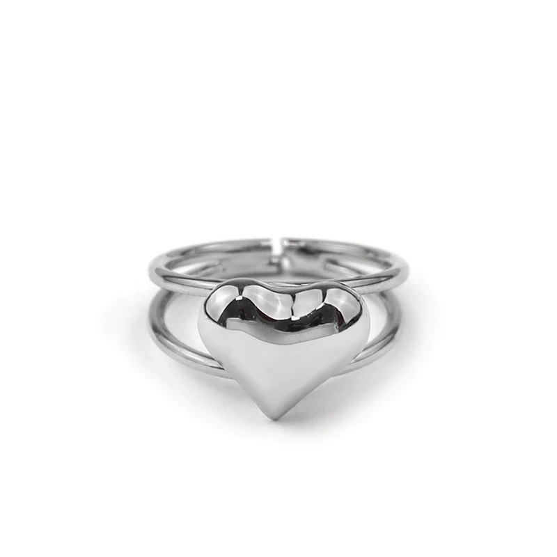 Love Heart Hollow Double Line Ring - Image 8