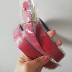 Luxury Leather Pyramid Buckle Double Sided Use Waist Chain Jeans Dress 76.