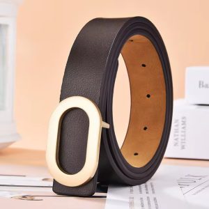 Luxury Round Square Pin Buckle Jeans Chic Leather Belt