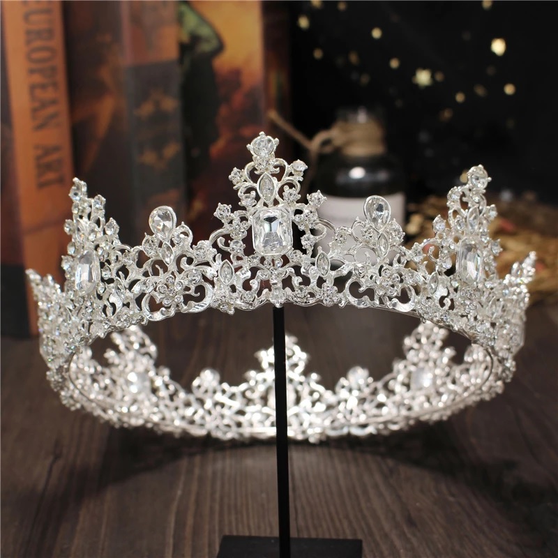 Metal Crystal circle Bride wedding crown - Image 2