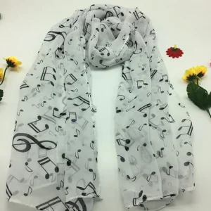 Musical Note Print Chiffon Neck Shawl Soft High Quality Scarves