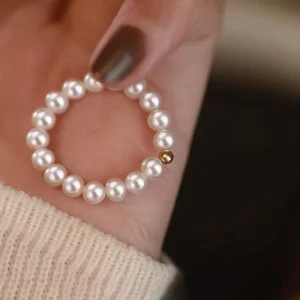 Natural Freshwater Pearl Ring Round Pear Shaped 14K Gold Positioning Beads