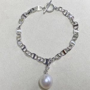 Natural Freshwater True Pearl Pig Nose Bracelet Personality Fashion S925 Sterling Silver