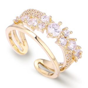 Open Gold Cubic Zirconia Copper Party Ring