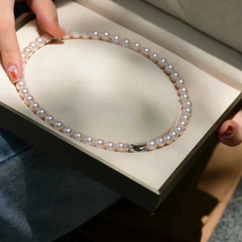 Particle Strong Light Natural Freshwater Pearl Beaded Necklace Sterling Silver Fashion Jewelry - Image 2