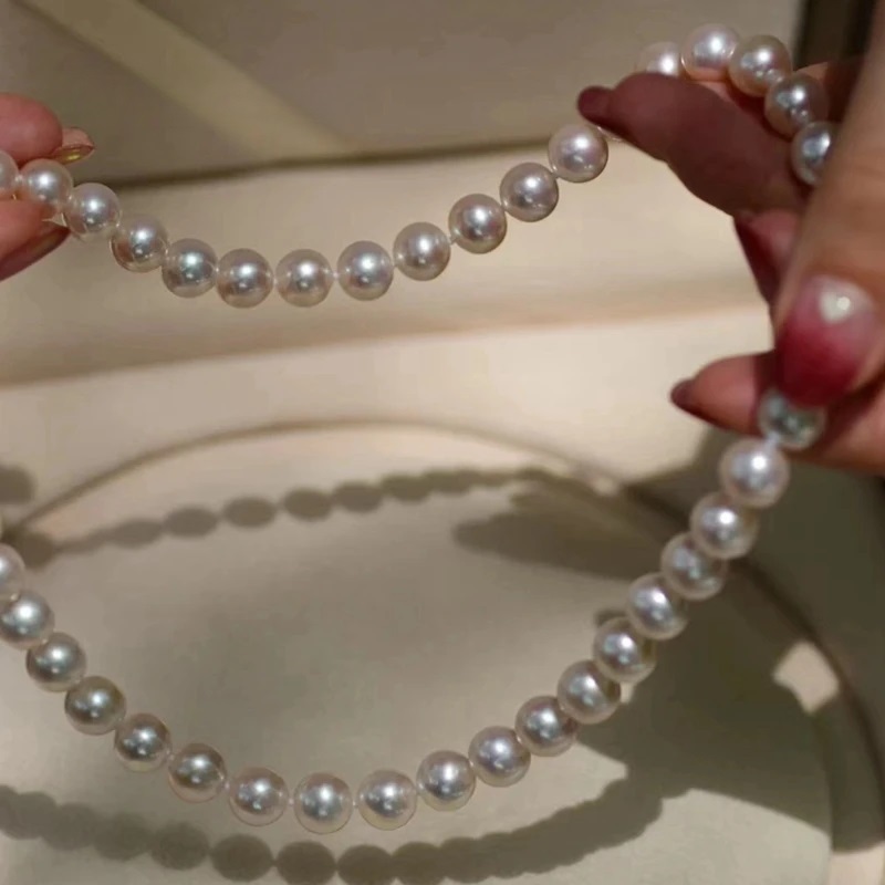 Particle Strong Light Natural Freshwater Pearl Beaded Necklace Sterling Silver Fashion Jewelry - Image 3