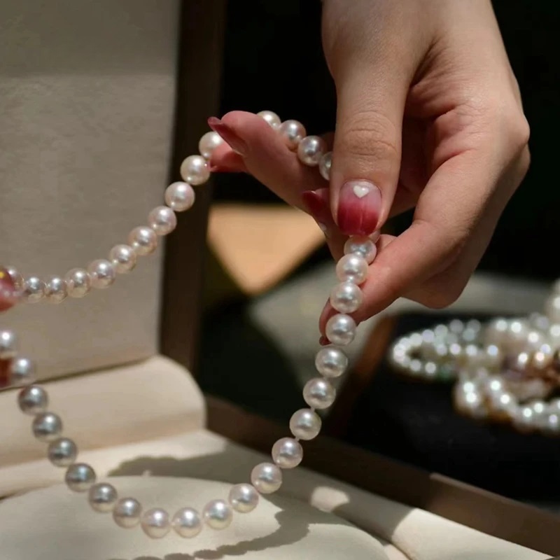 Particle Strong Light Natural Freshwater Pearl Beaded Necklace Sterling Silver Fashion Jewelry - Image 4