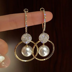 Pearl Circle Wedding Party Earrings