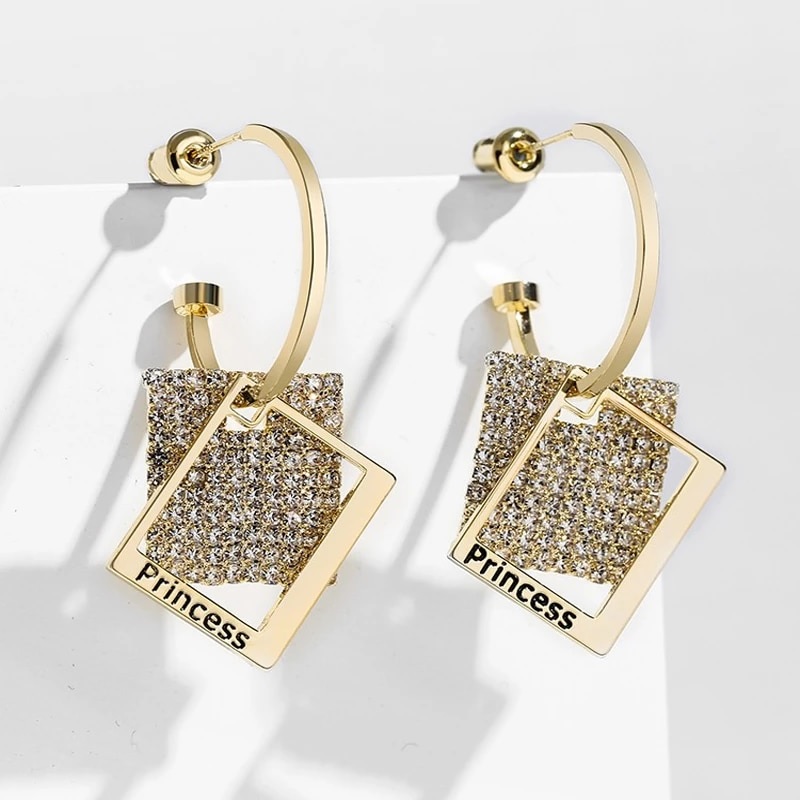 Princess Geometric Drop Earrings - Image 4
