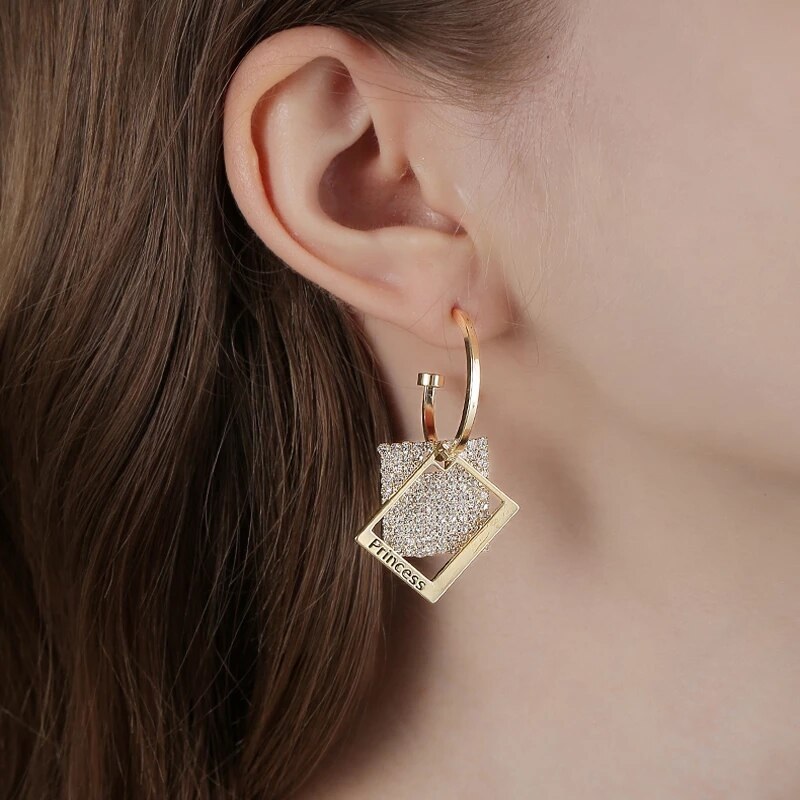 Princess Geometric Drop Earrings - Image 5