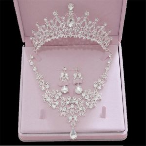 Prom Pageant Wedding Crowns/Necklaces/Earrings sets