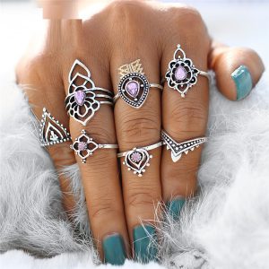 Retro Boho Beach Anillos Punk Jewelry Party 7PCS/set