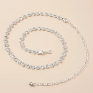 Rhinestone Decor Chain Belt