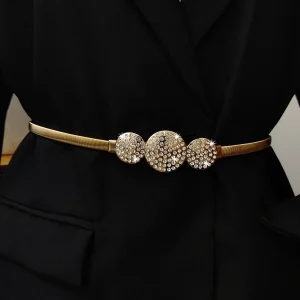 Rhinestone Elastic Waist Punk Metal High Quality Luxury Chain Belts