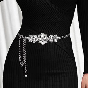 Rhinestone decoration dresses sweaters high end sense waist chains
