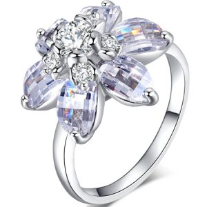 Rings Flower Cubic Zirconia Alloy Chic Jewelry
