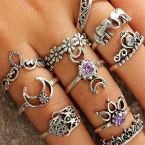 Rings Set In 10pcs Hollow Out Valentine Gift