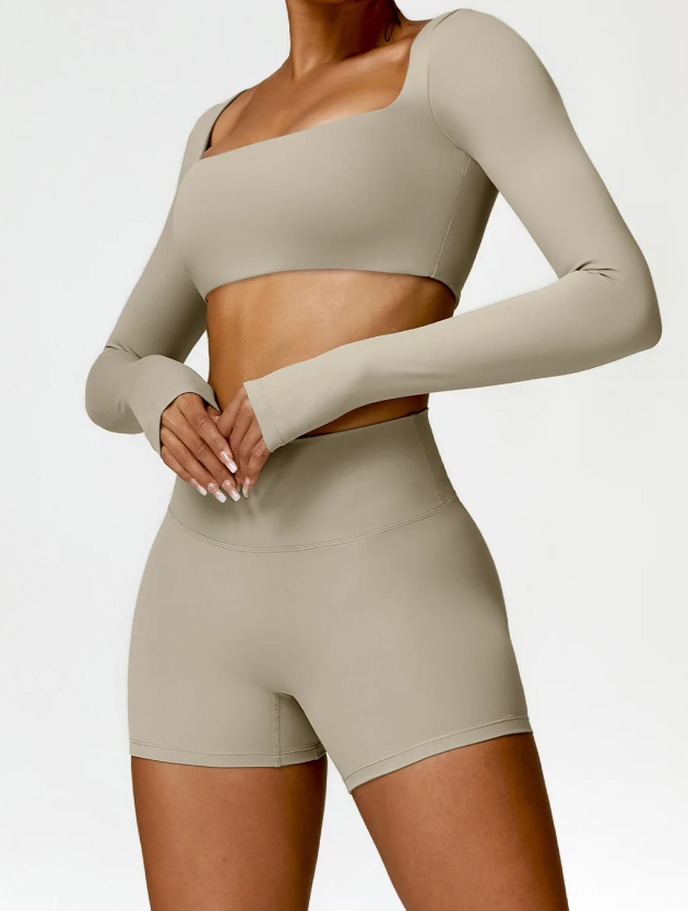 Running Workout Long Sleeve Sports Quick-Drying 2 PCS Yoga Gym Tracksuit - Image 3