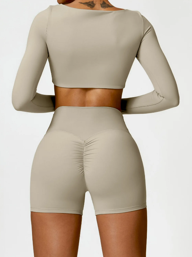 Running Workout Long Sleeve Sports Quick-Drying 2 PCS Yoga Gym Tracksuit - Image 5