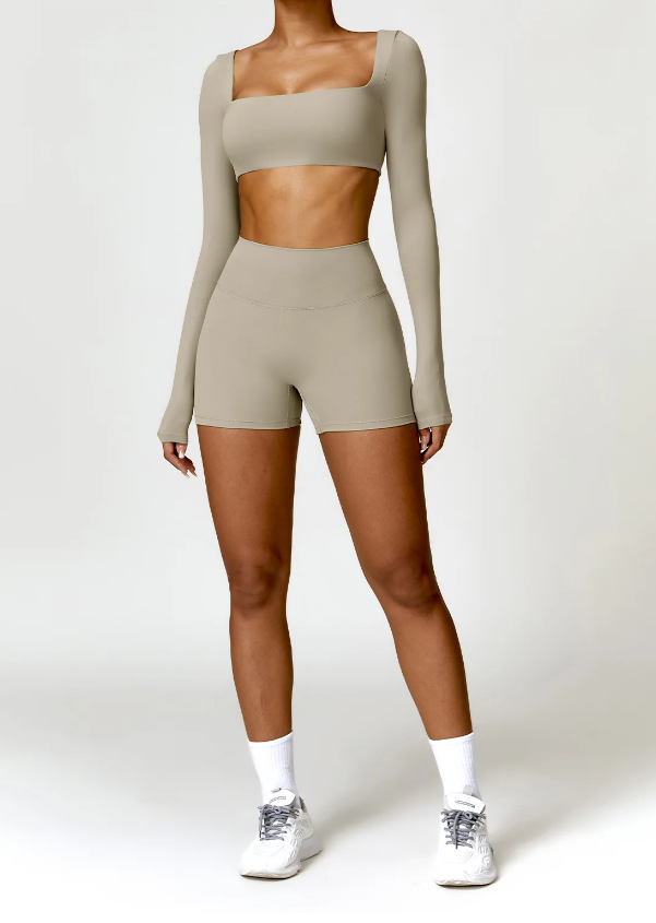 Running Workout Long Sleeve Sports Quick-Drying 2 PCS Yoga Gym Tracksuit