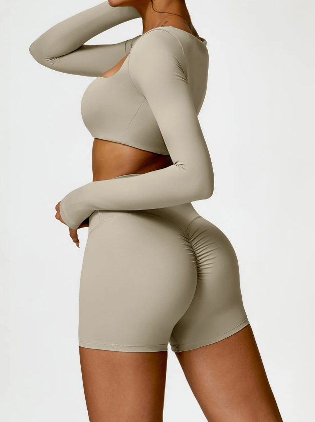 Running Workout Long Sleeve Sports Quick-Drying 2 PCS Yoga Gym Tracksuit - Image 4