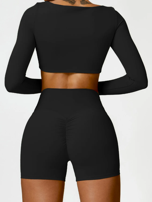 Running Workout Long Sleeve Sports Quick-Drying 2 PCS Yoga Gym Tracksuit - Image 10