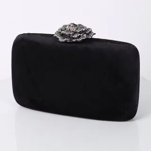 Elegant Velvet Flower Fashion Chain Banquet Box Clutch
