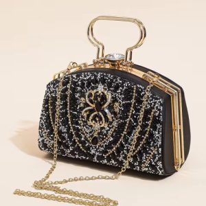 Elegant Beads Decor Mini Satchel Glitter Luxury Clutch