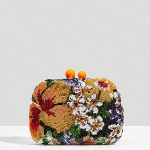 Black Sequin Random Pattern Fashion PU Leather Clutch