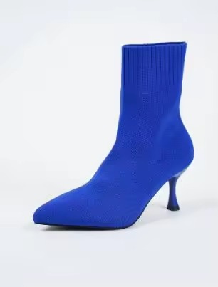 Elastic Sock Stiletto Slip-On Pointed Toe High-heeled Knitted Ankle Boots - Image 16