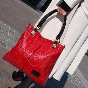 Letter Pattern Fashion High-Capacity Genuine Leather Handbag