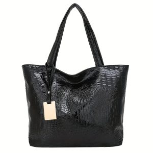 Crocodile Fashion Large Capacity PU Leather lady Tote Handbags