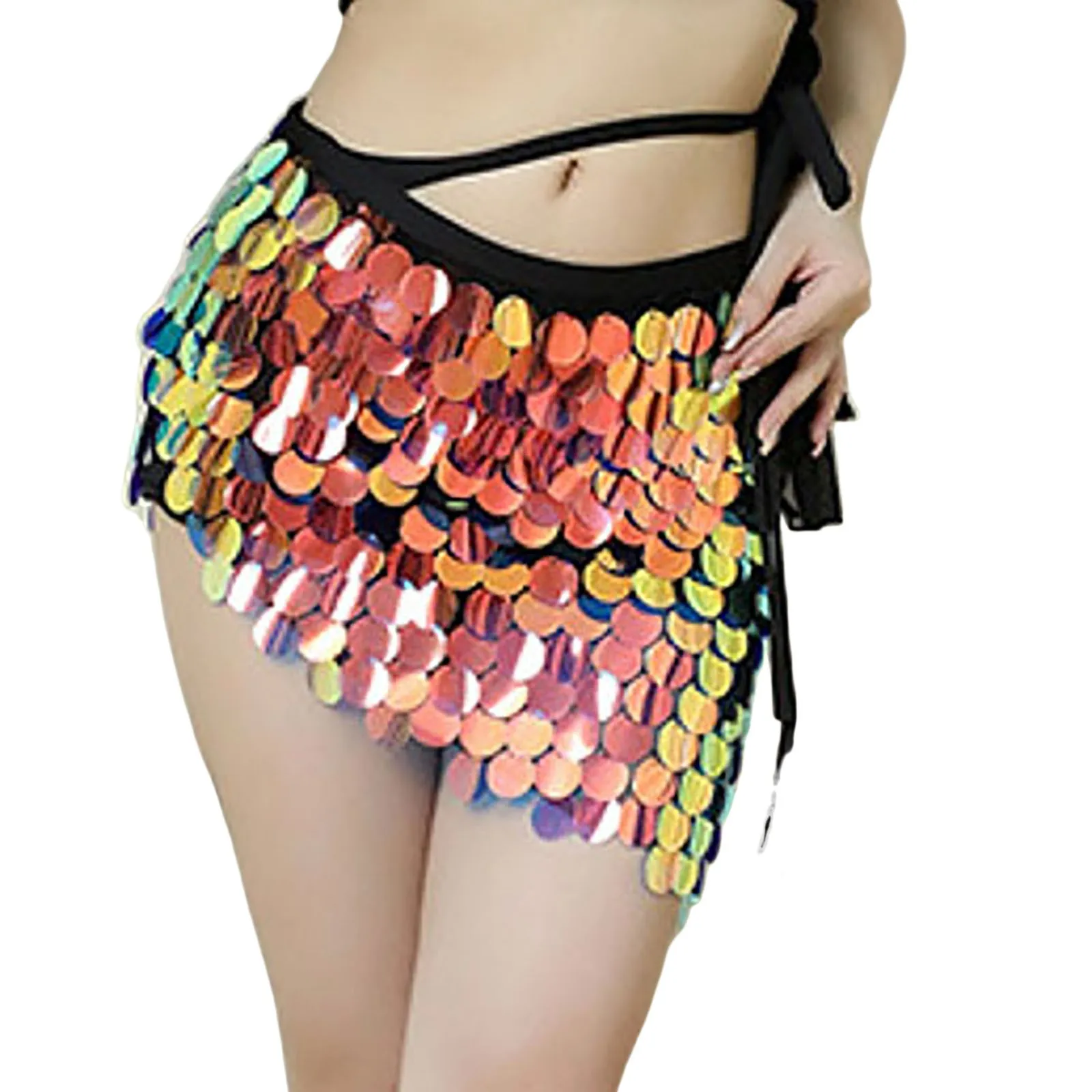 Sequin Tassel Belt Oriental Elegant And Vintage Hip Scarf Mini Skirts - Image 2