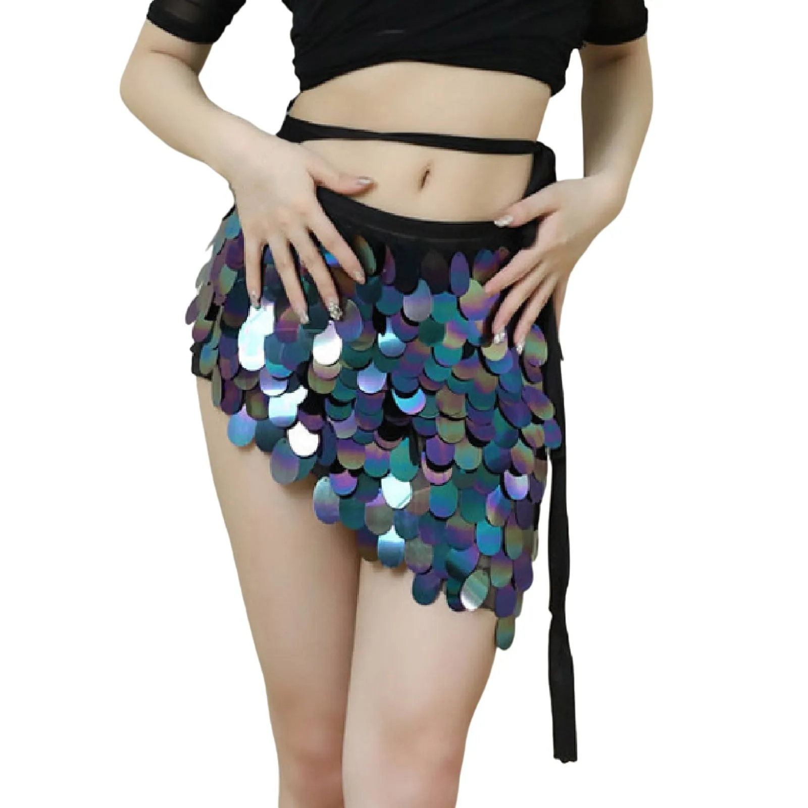 Sequin Tassel Belt Oriental Elegant And Vintage Hip Scarf Mini Skirts - Image 4