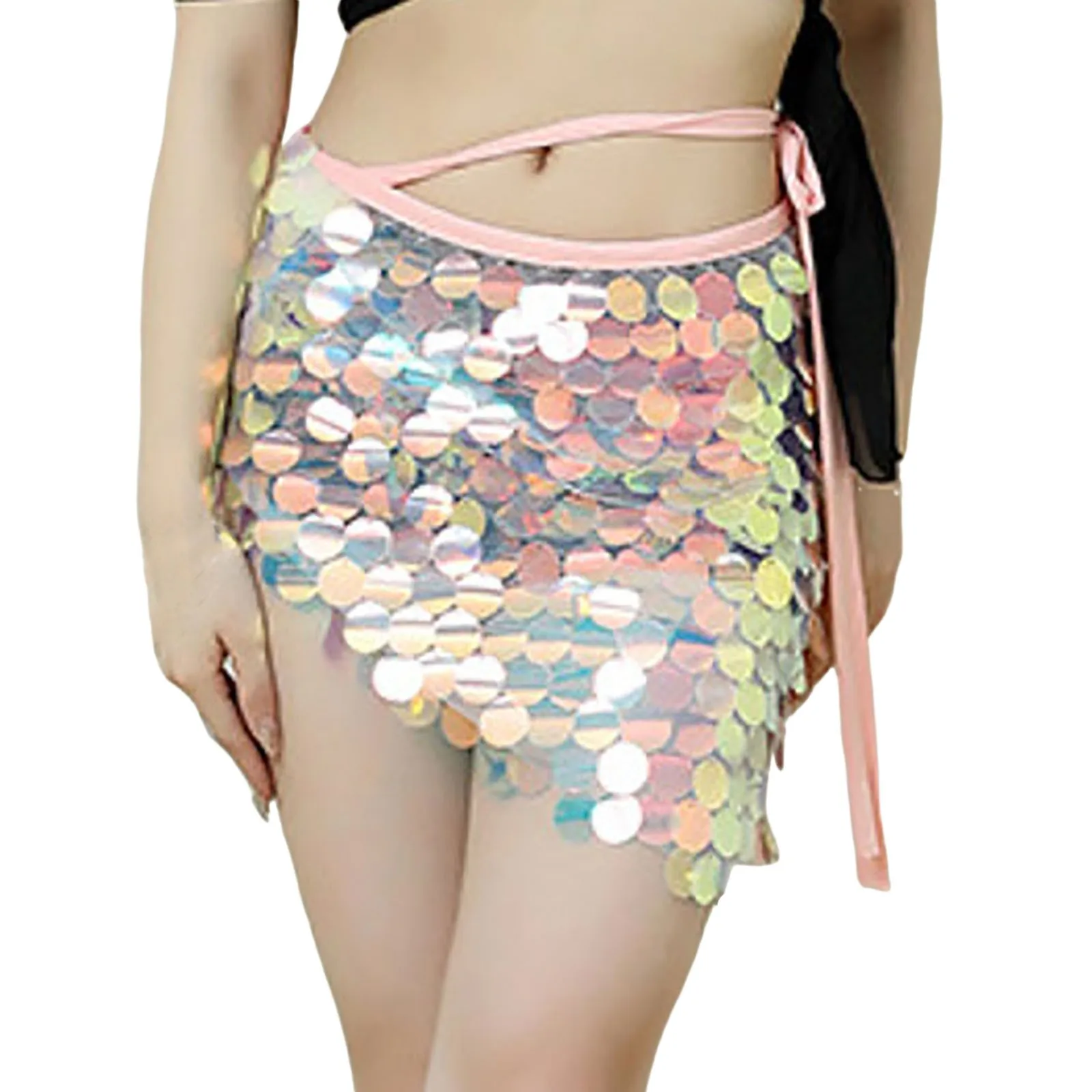 Sequin Tassel Belt Oriental Elegant And Vintage Hip Scarf Mini Skirts - Image 5