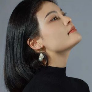 Silver Beans Style High Quality Natural Baroque Shaped Pearl Earrings Rich French Vintage Romantic Fine Jewelry