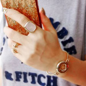 Simple Geometric Square Shell Ring Fashion Jewelry