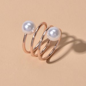 Spiral Rings Imitation Pearl Jewelry