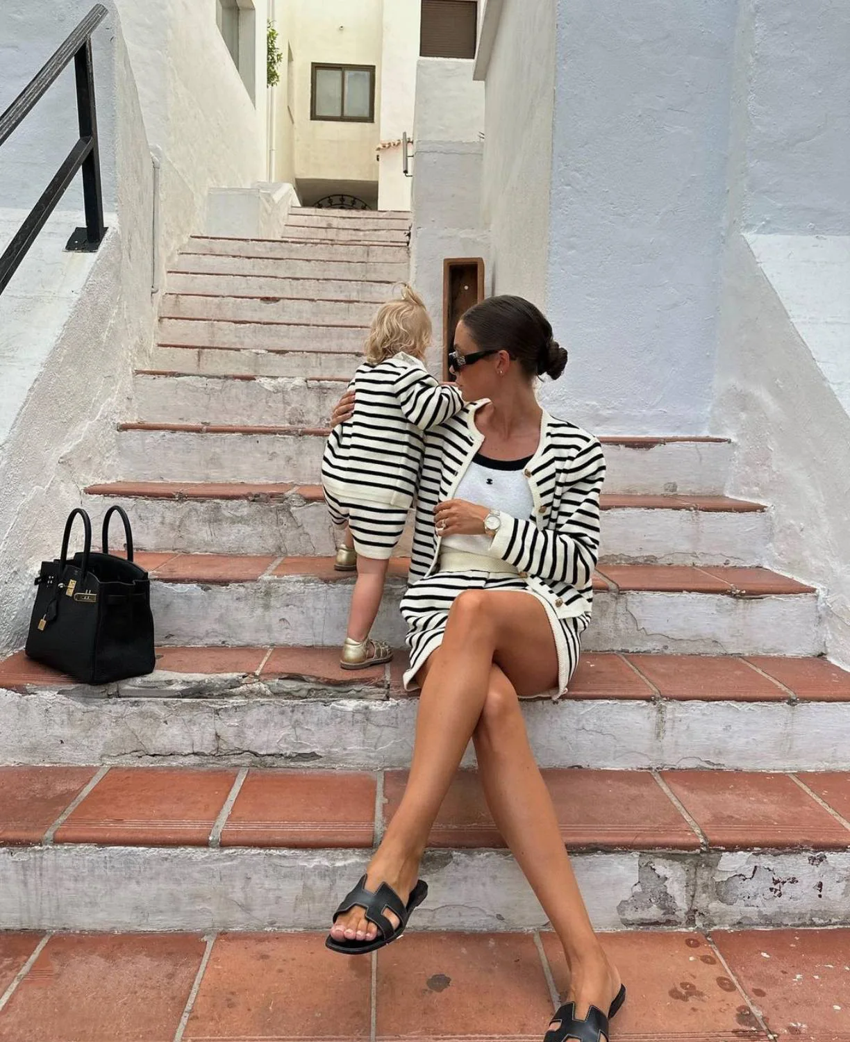 Striped Knit Zebra Printed Cardigan And High Waist Patchwork Shorts 2 Piece Set - Image 10